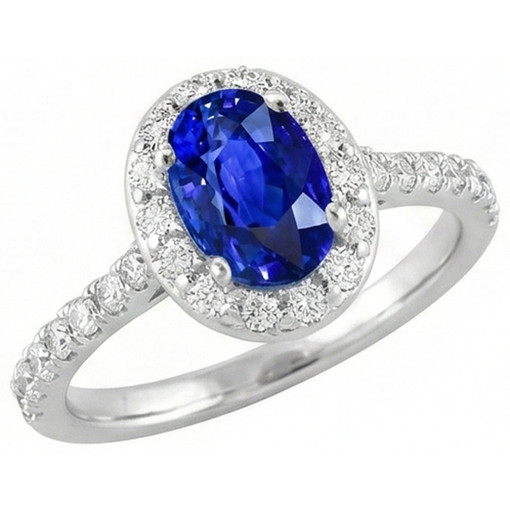 natural round sapphire 1.50ct ring front view