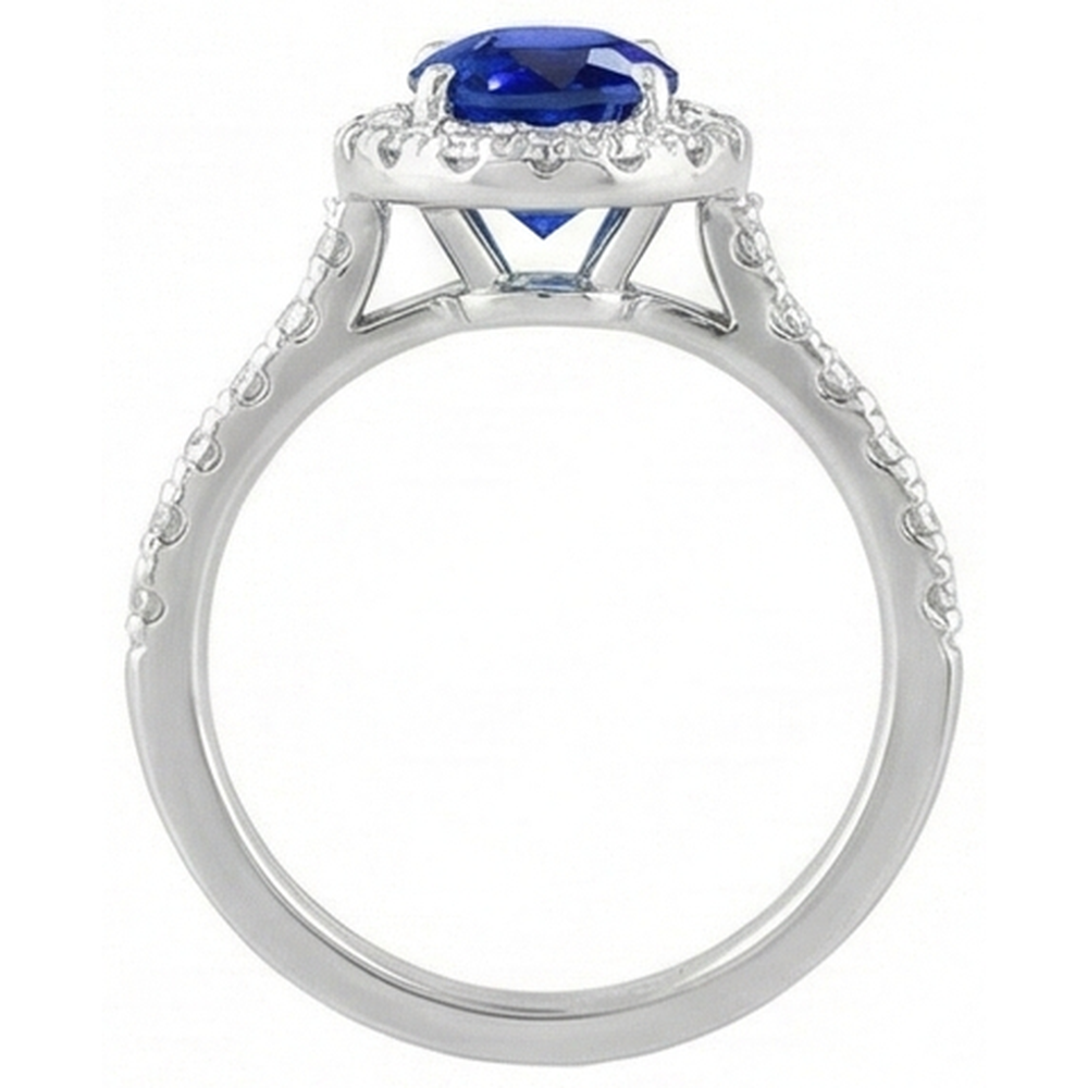 natural round sapphire 1.50ct ring on white background