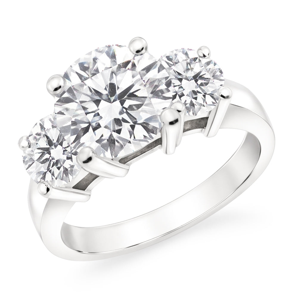 1.50 Ct Round Cut Genuine Natural Earth Mined Diamond ( Not Lab Grown ) Three Stone Ring White Gold 14K