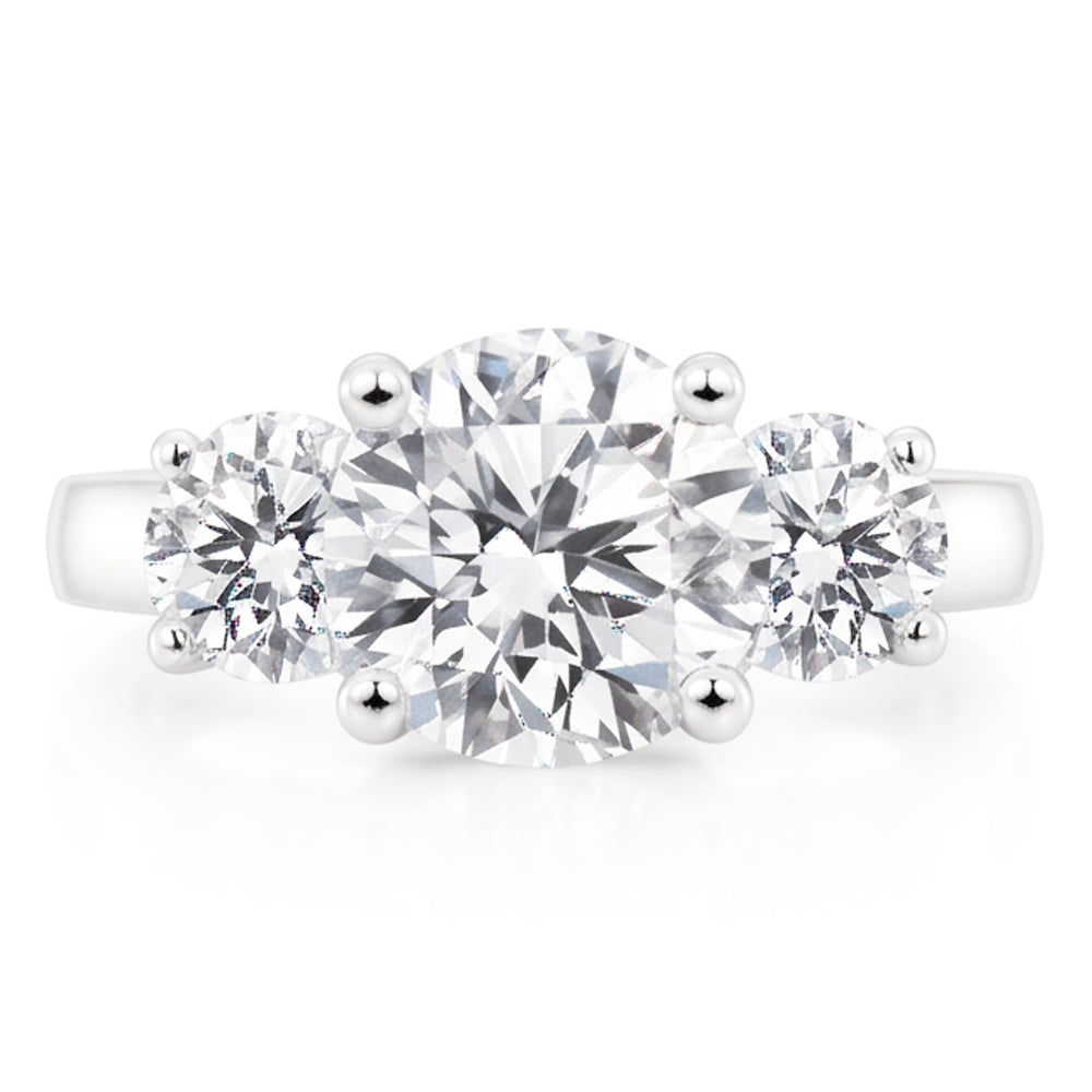 1.50 Ct Round Cut Genuine Natural Earth Mined Diamond ( Not Lab Grown ) Three Stone Ring White Gold 14K