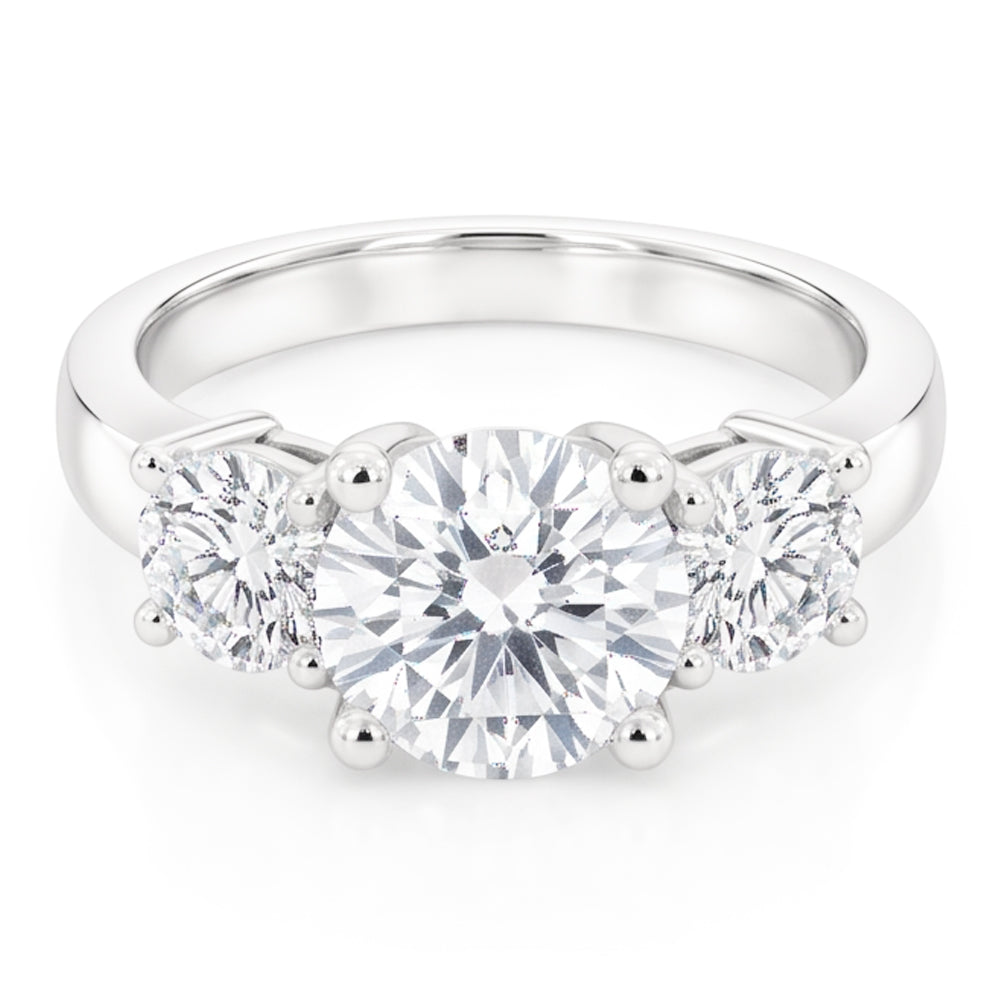 1.50 Ct Round Cut Genuine Natural Earth Mined Diamond ( Not Lab Grown ) Three Stone Ring White Gold 14K
