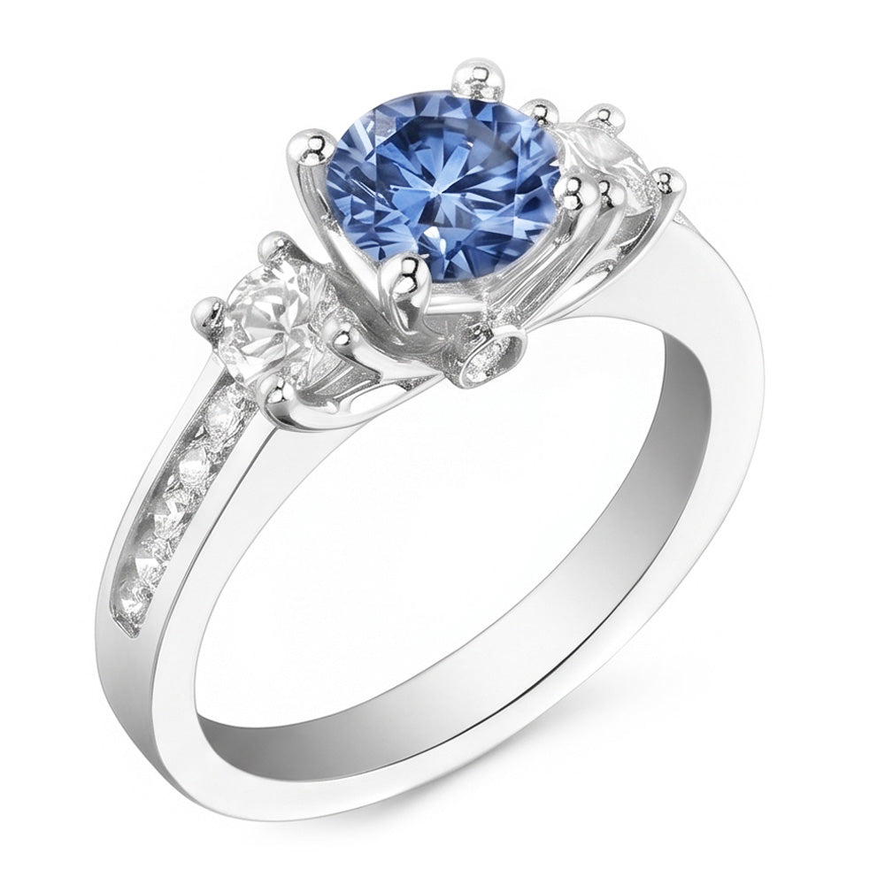 1.51 Ct. White Blue Natural Earth Mined Diamond ( Not Lab Grown )s 3 Stone Gemstone Ring White Gold