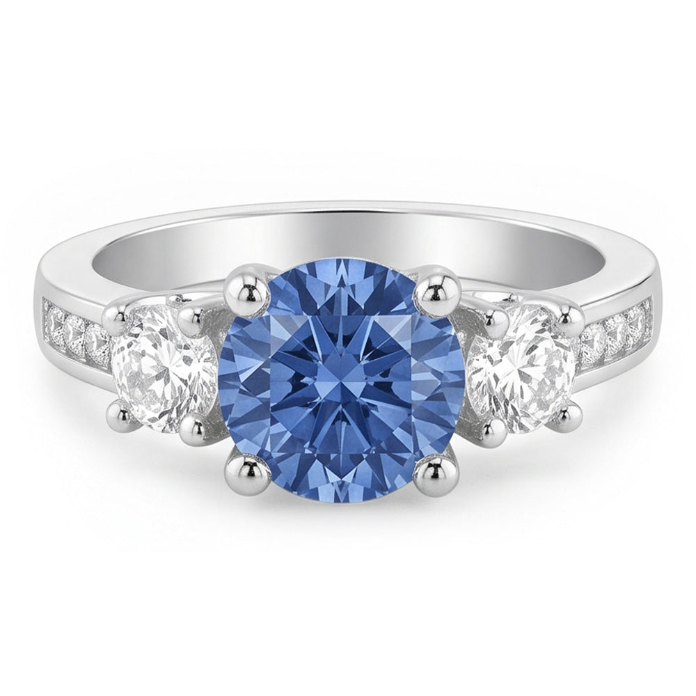 1.51 Ct. White Blue Natural Earth Mined Diamond ( Not Lab Grown )s 3 Stone Gemstone Ring White Gold