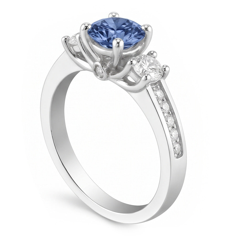 1.51 Ct. White Blue Natural Earth Mined Diamond ( Not Lab Grown )s 3 Stone Gemstone Ring White Gold