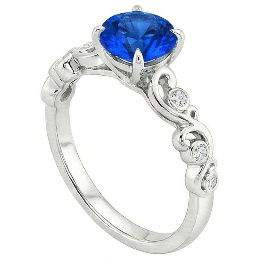 natural round sapphire 1.60ct ring front view