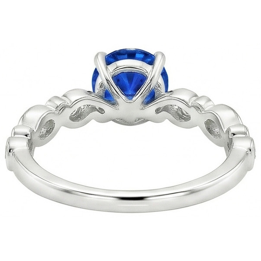 natural round sapphire 1.60ct ring profile view