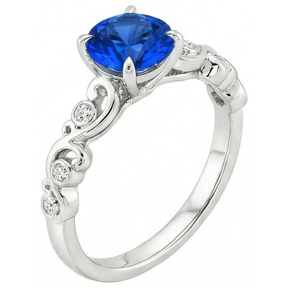 natural round sapphire 1.60ct ring close up detail