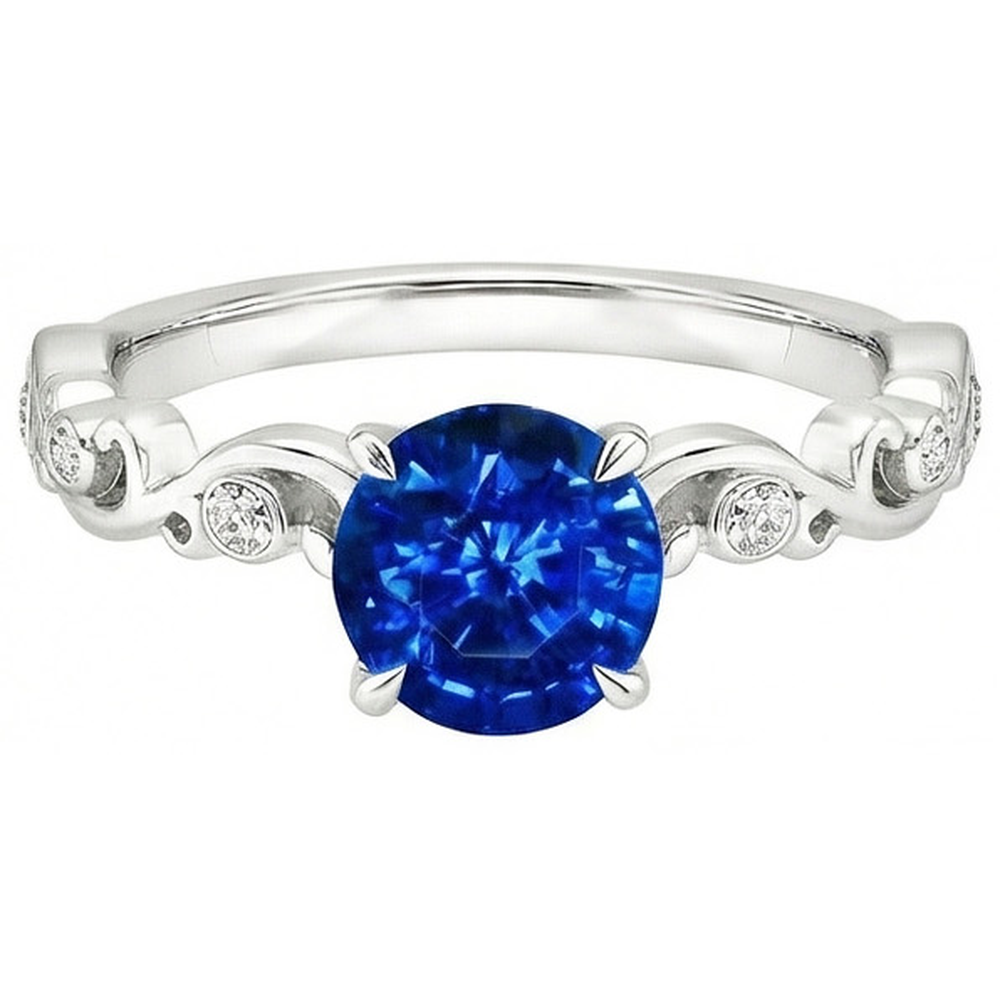 natural round sapphire 1.60ct ring side angle