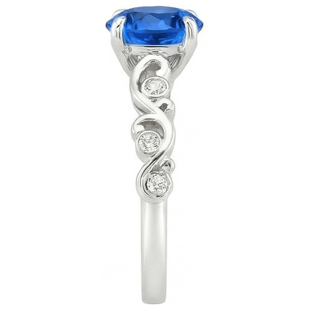natural round sapphire 1.60ct ring top view