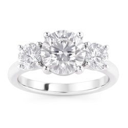 1.60 Ct Genuine Natural Earth Mined Diamond ( Not Lab Grown ) Three Stone Wedding Ring 14K White Gold