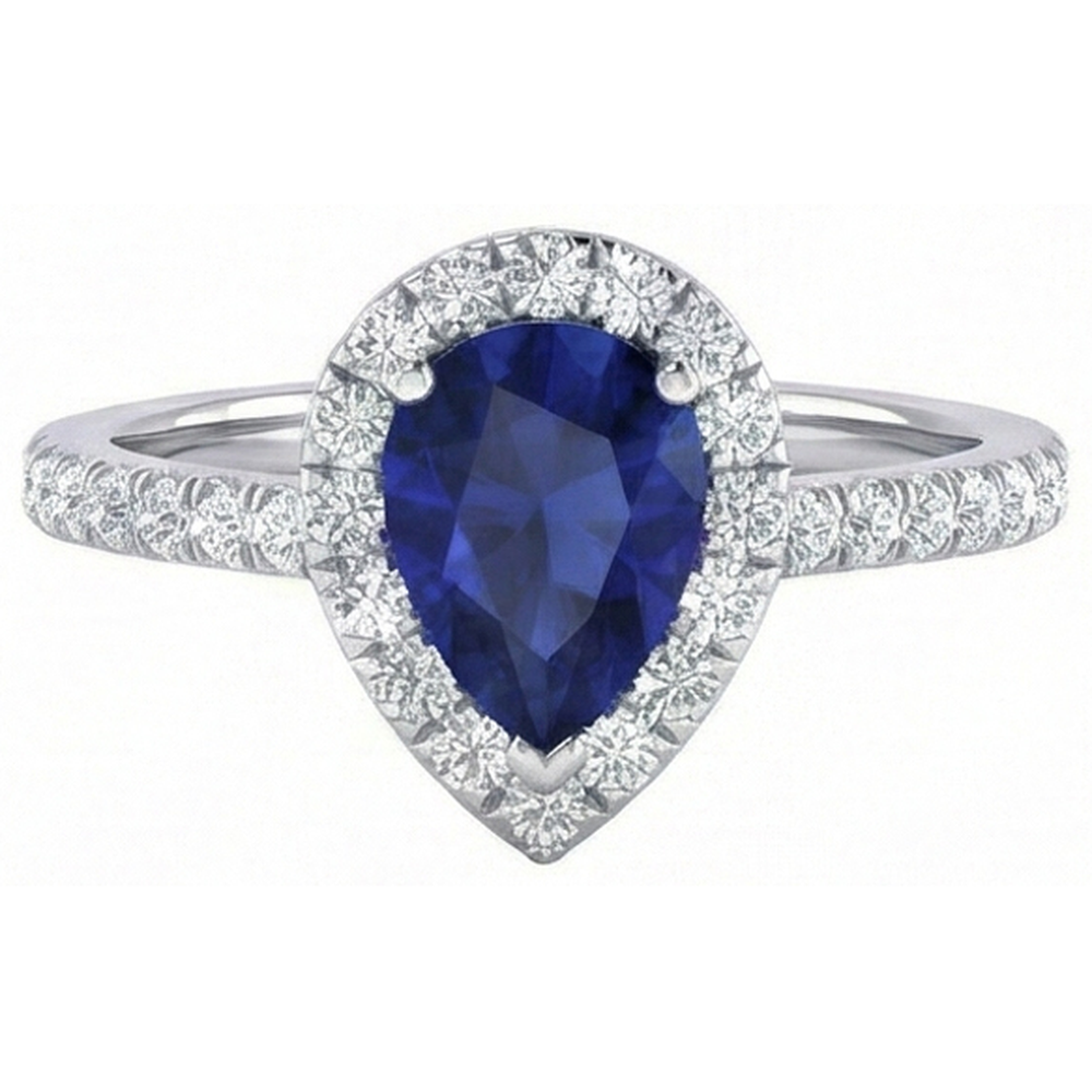 natural round sapphire 1.60ct ring front view