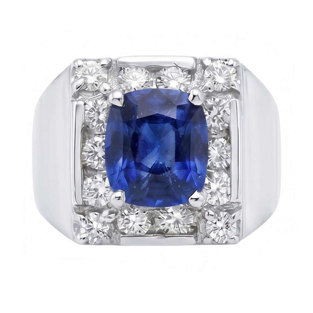 1.60 Ct Sri Lankan Sapphire Natural Earth Mined Diamond ( Not Lab Grown )  Ring 14K White Gold