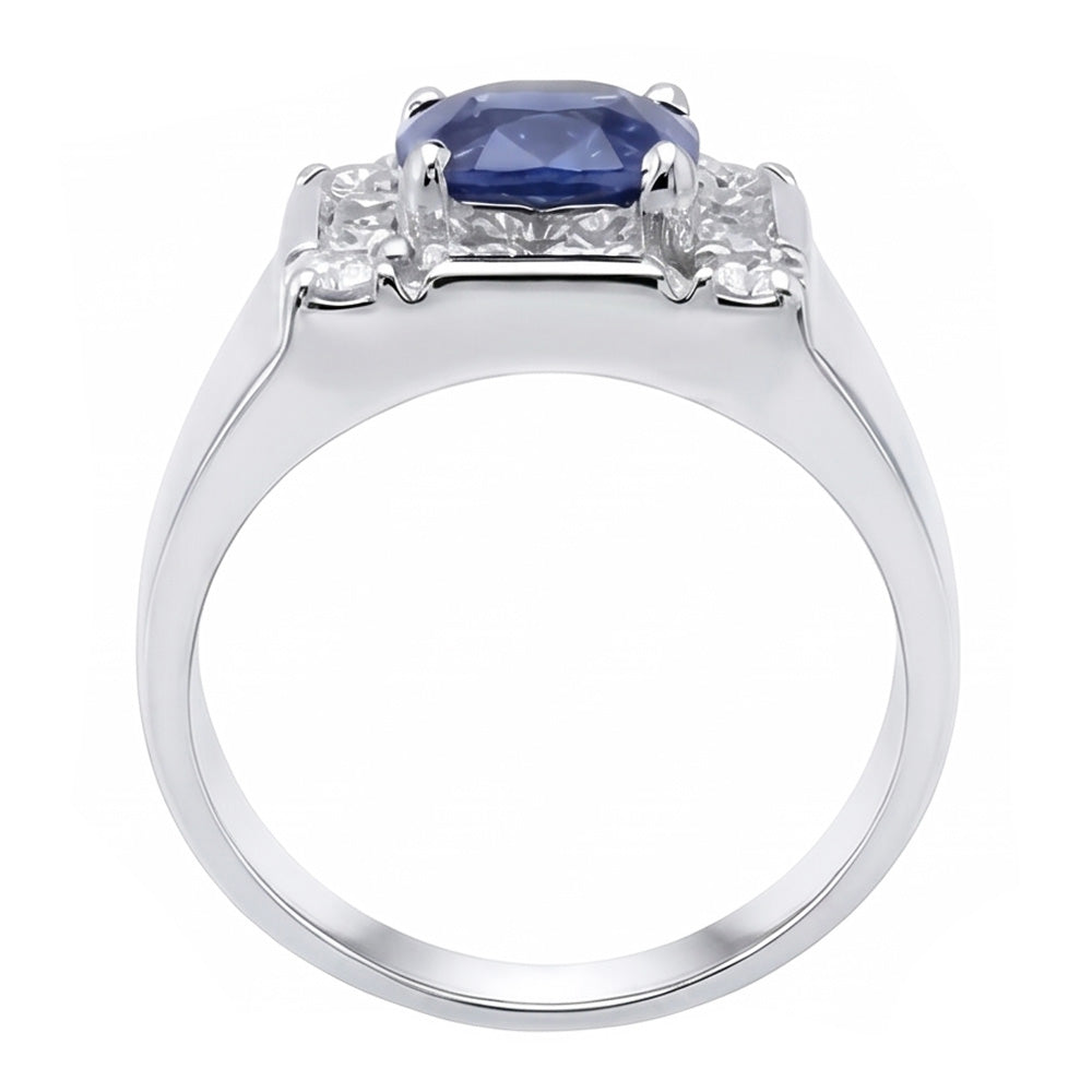 1.60 Ct Sri Lankan Sapphire Natural Earth Mined Diamond ( Not Lab Grown )  Ring 14K White Gold