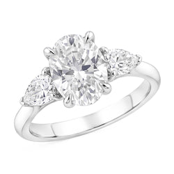 1.61 Ct. Oval Center Genuine Natural Earth Mined Diamond ( Not Lab Grown )  Women Ring 3 Stone Jewelry White Gold New
