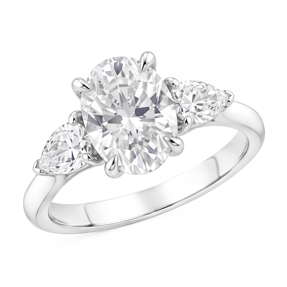 1.61 Ct. Oval Center Genuine Natural Earth Mined Diamond ( Not Lab Grown )  Women Ring 3 Stone Jewelry White Gold New