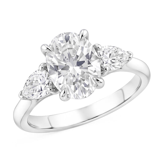 1.61 Ct. Oval Center Genuine Natural Earth Mined Diamond ( Not Lab Grown )  Women Ring 3 Stone Jewelry White Gold New