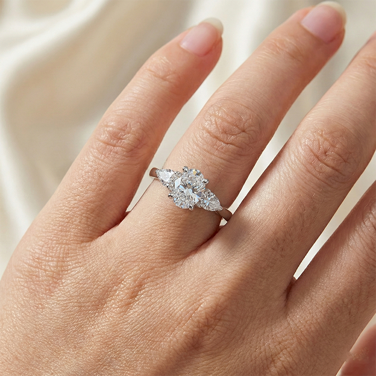1.61 Ct. Oval Center Genuine Natural Earth Mined Diamond ( Not Lab Grown )  Women Ring 3 Stone Jewelry White Gold New