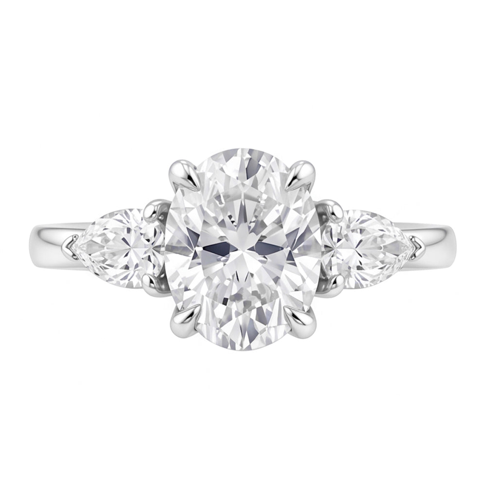 1.61 Ct. Oval Center Genuine Natural Earth Mined Diamond ( Not Lab Grown )  Women Ring 3 Stone Jewelry White Gold New