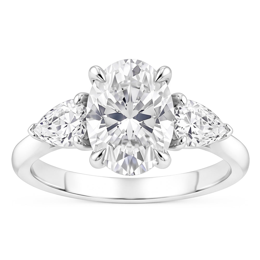1.61 Ct. Oval Center Genuine Natural Earth Mined Diamond ( Not Lab Grown )  Women Ring 3 Stone Jewelry White Gold New