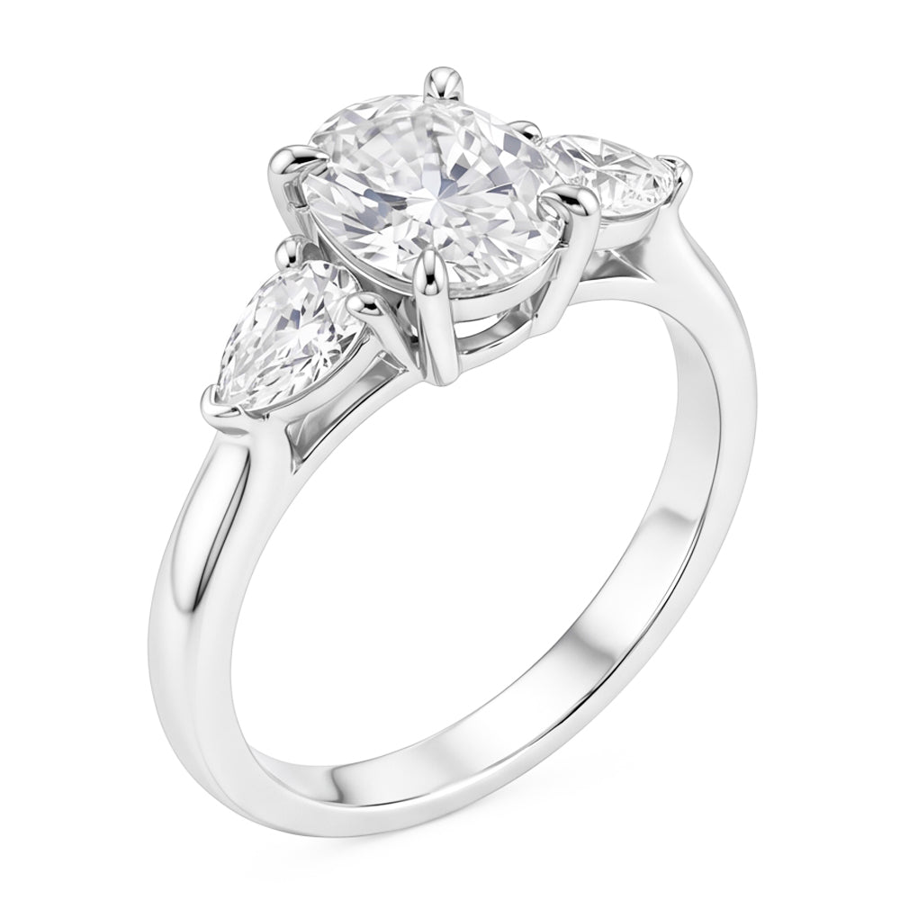 1.61 Ct. Oval Center Genuine Natural Earth Mined Diamond ( Not Lab Grown )  Women Ring 3 Stone Jewelry White Gold New