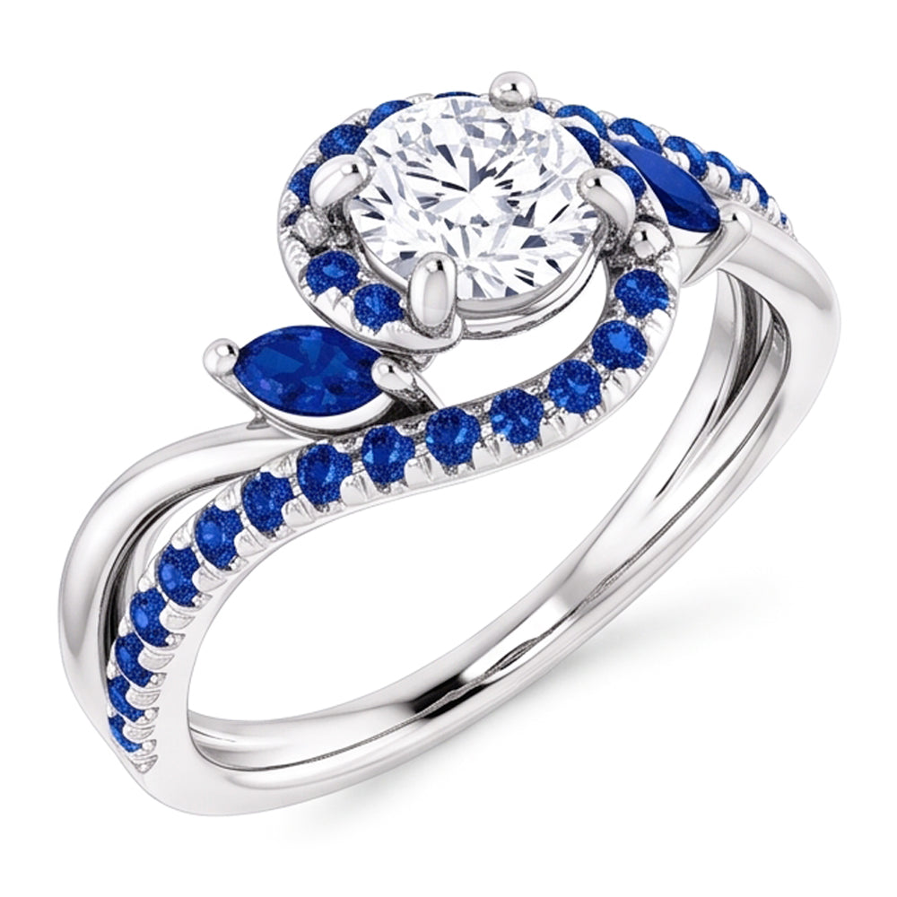 1.65 Carats Blue Sapphire Natural Earth Mined Diamond ( Not Lab Grown ) Ring