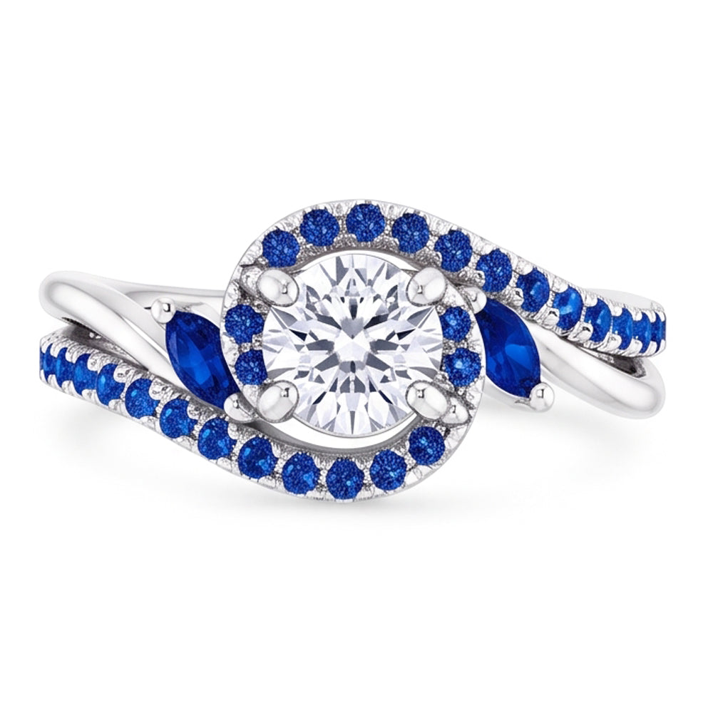 1.65 Carats Blue Sapphire Natural Earth Mined Diamond ( Not Lab Grown ) Ring