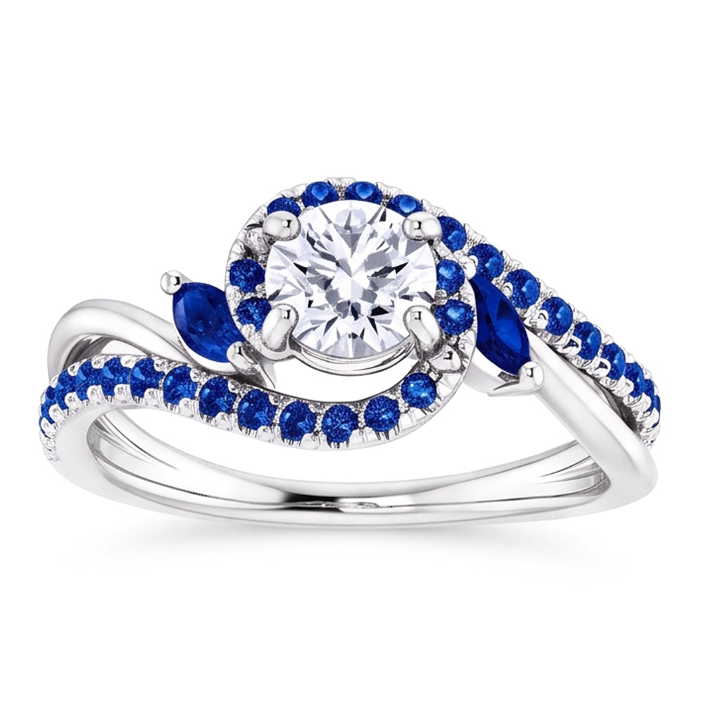 1.65 Carats Blue Sapphire Natural Earth Mined Diamond ( Not Lab Grown ) Ring