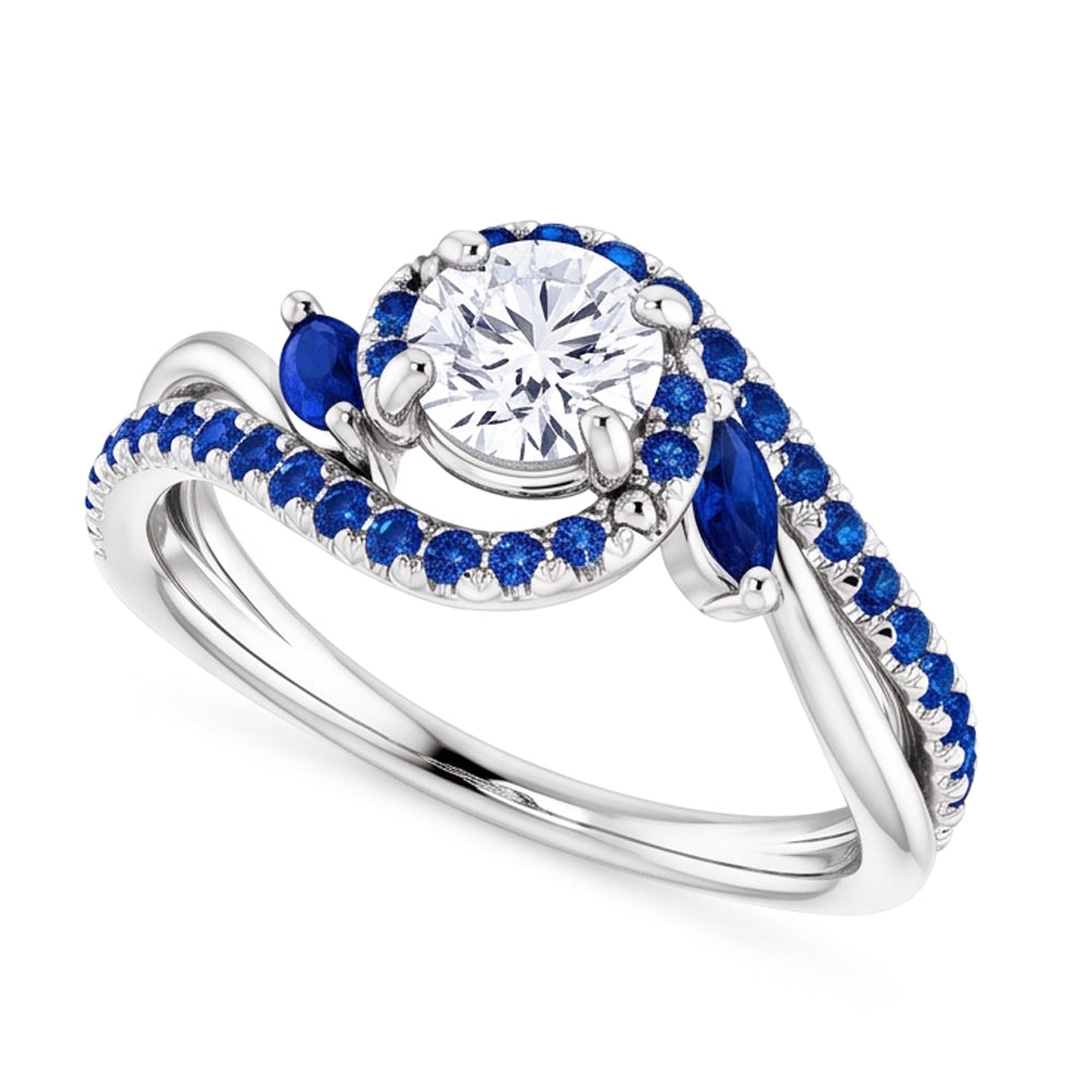 1.65 Carats Blue Sapphire Natural Earth Mined Diamond ( Not Lab Grown ) Ring