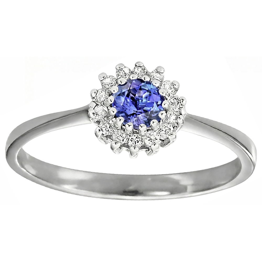 natural round tanzanite 1.65ct ring side angle