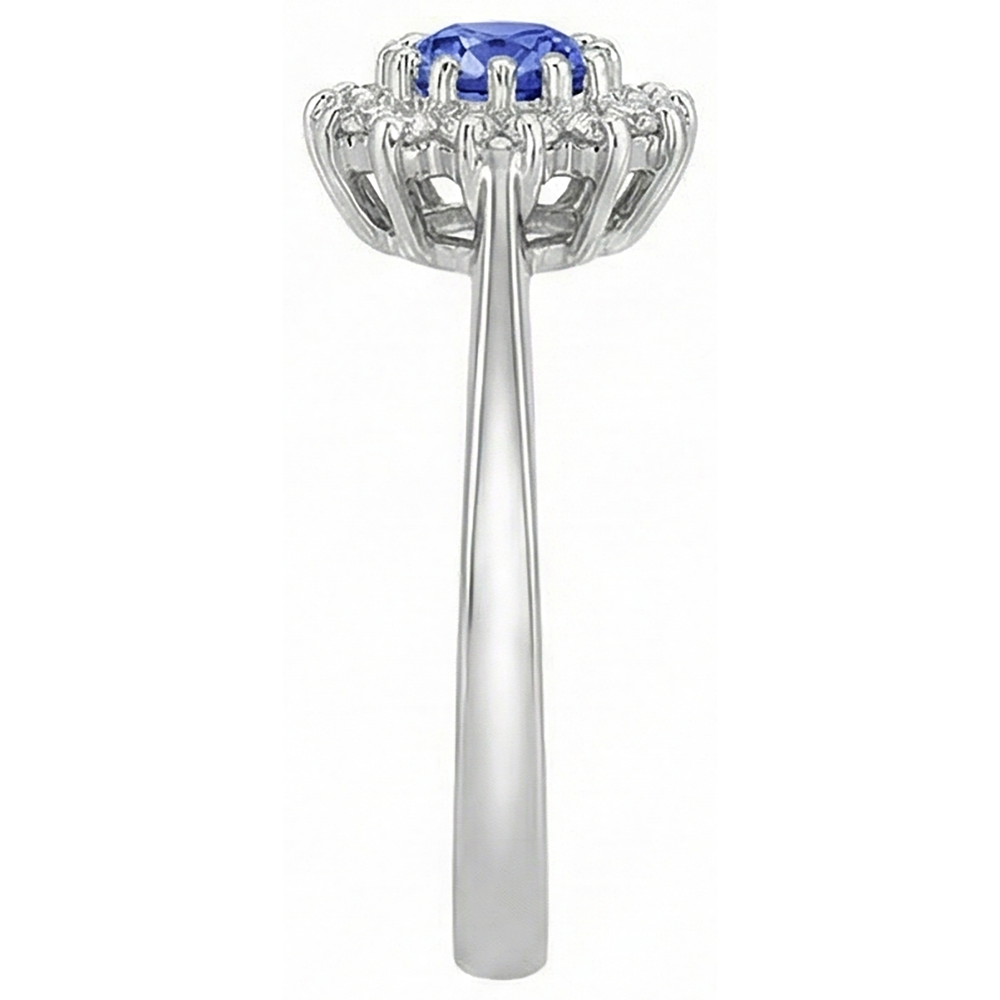 natural round tanzanite 1.65ct ring profile view