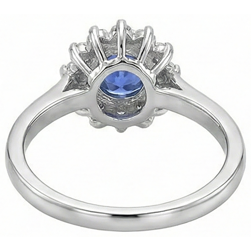 natural round tanzanite 1.65ct ring with diamond accents