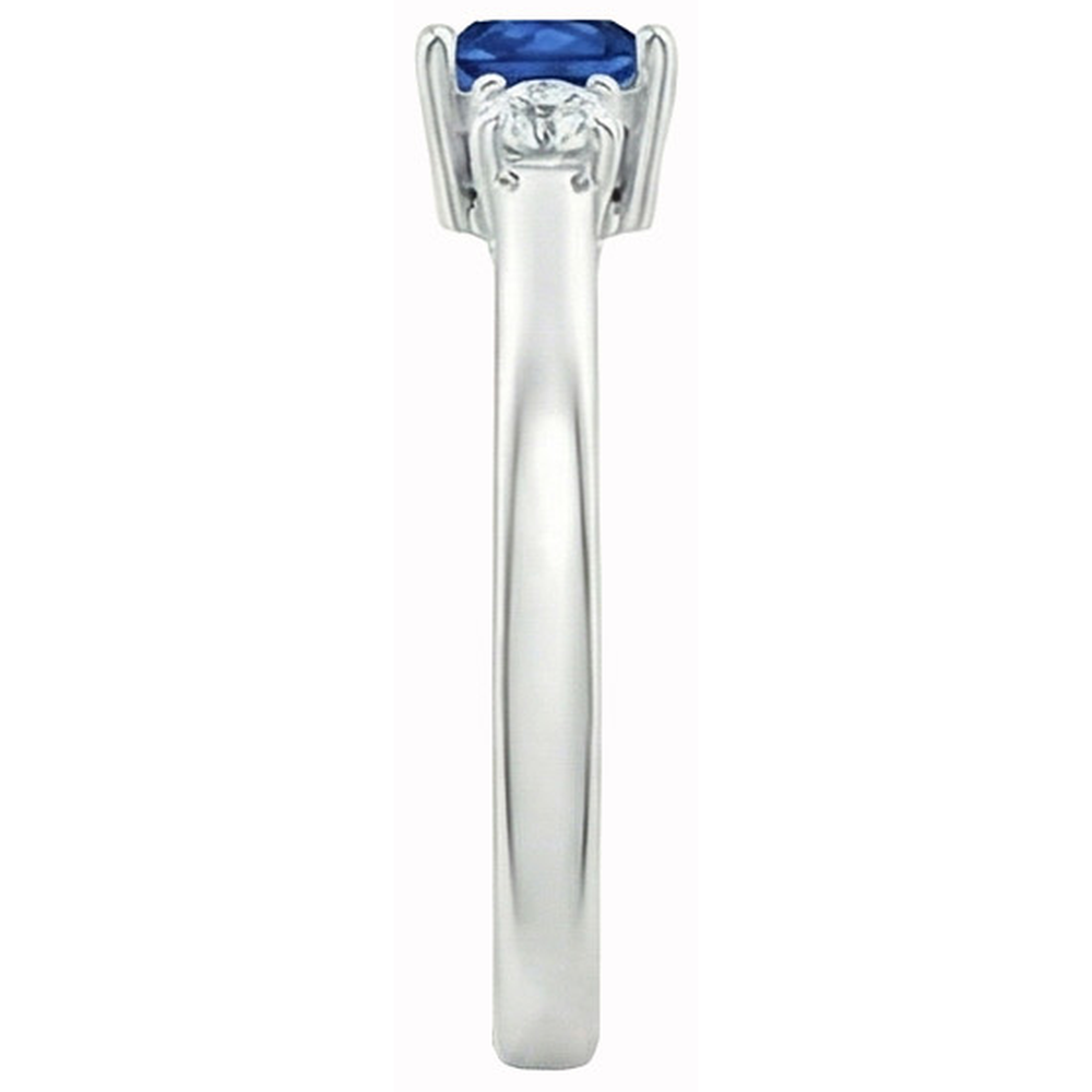 1.65 Ct Three Stone Ceylon Sapphire And Natural Earth Mined Diamond ( Not Lab Grown ) s Ring White Gold 14K