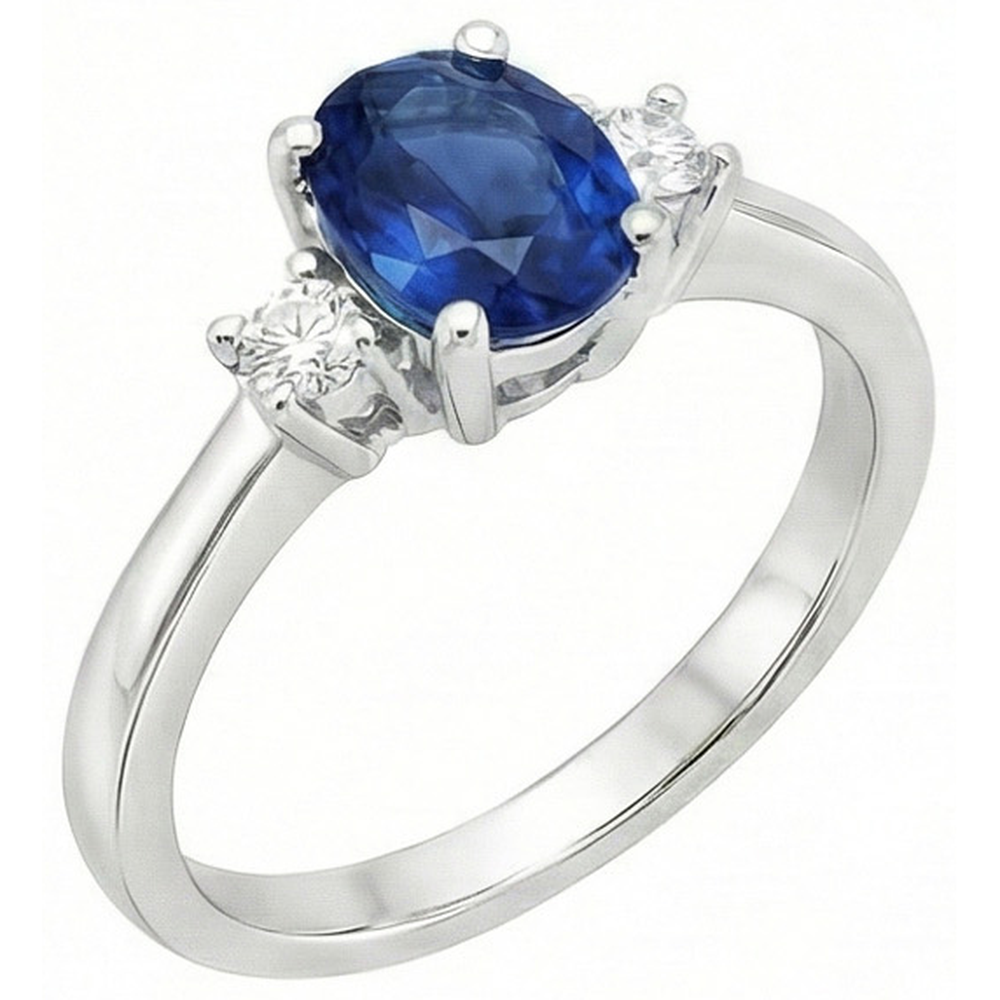 1.70 Carats Ceylon Sapphire Natural Earth Mined Diamond ( Not Lab Grown ) s Ring White Gold 14K