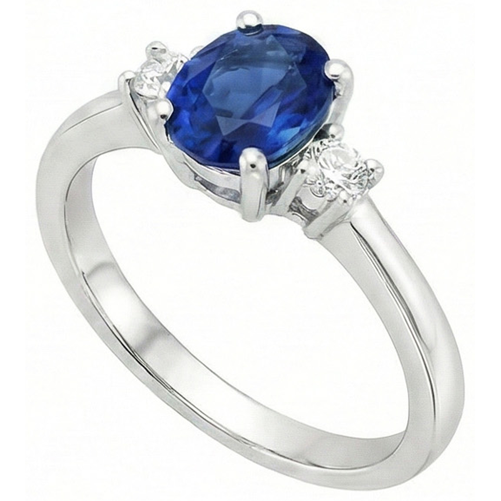 1.70 Carats Ceylon Sapphire Natural Earth Mined Diamond ( Not Lab Grown ) s Ring White Gold 14K