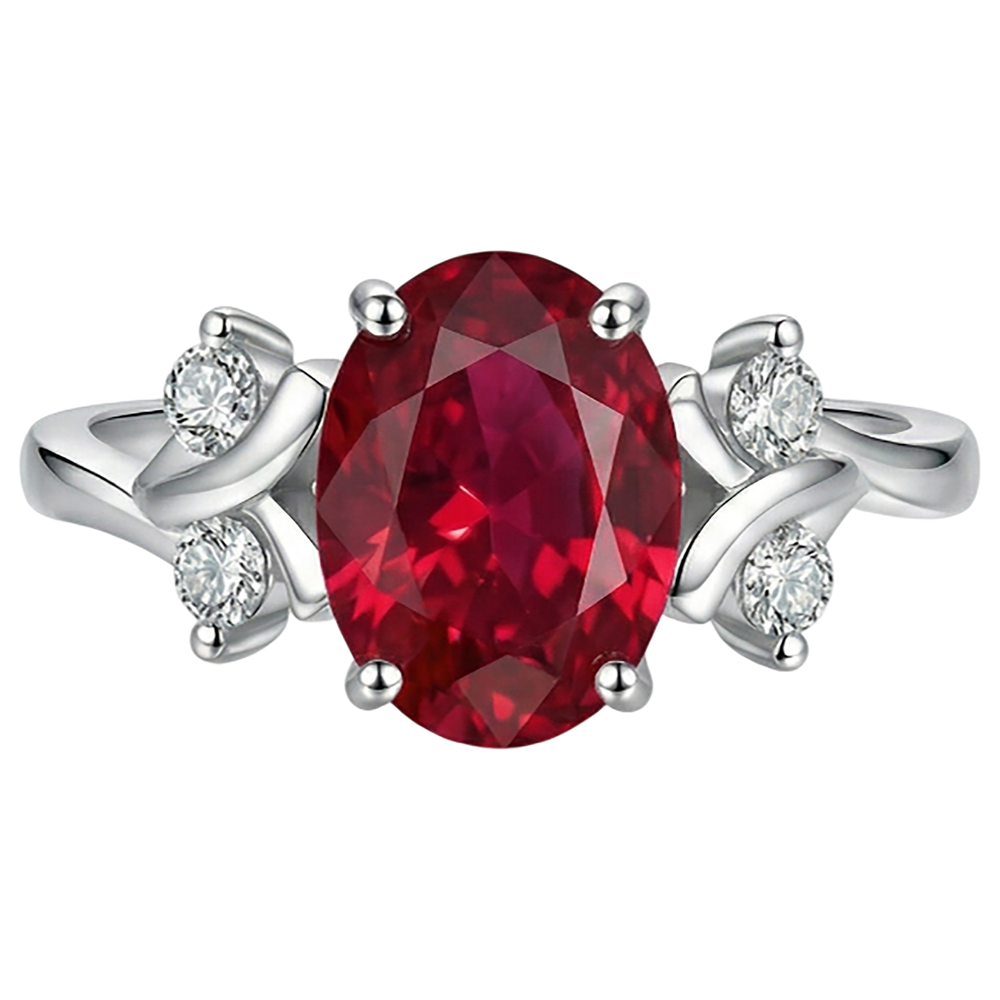 1.70 Carats Red Ruby With Natural Earth Mined Diamond ( Not Lab Grown ) s Ring Fancy Jewelry 14K Prong Set