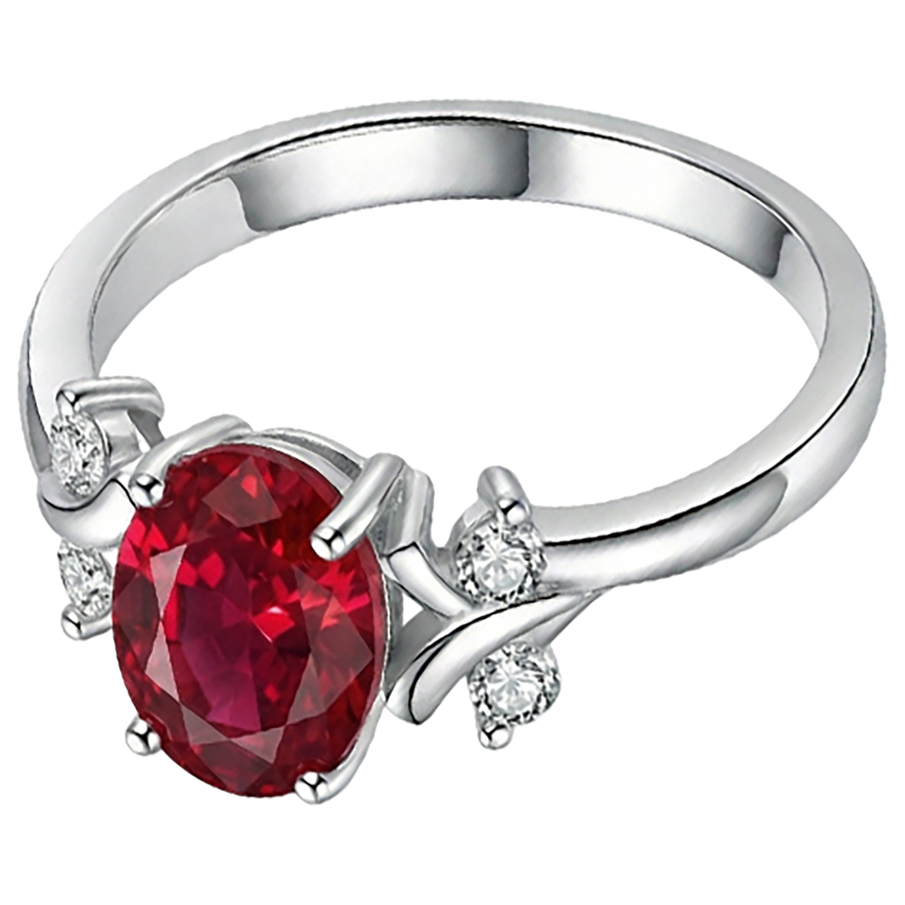 1.70 Carats Red Ruby With Natural Earth Mined Diamond ( Not Lab Grown ) s Ring Fancy Jewelry 14K Prong Set