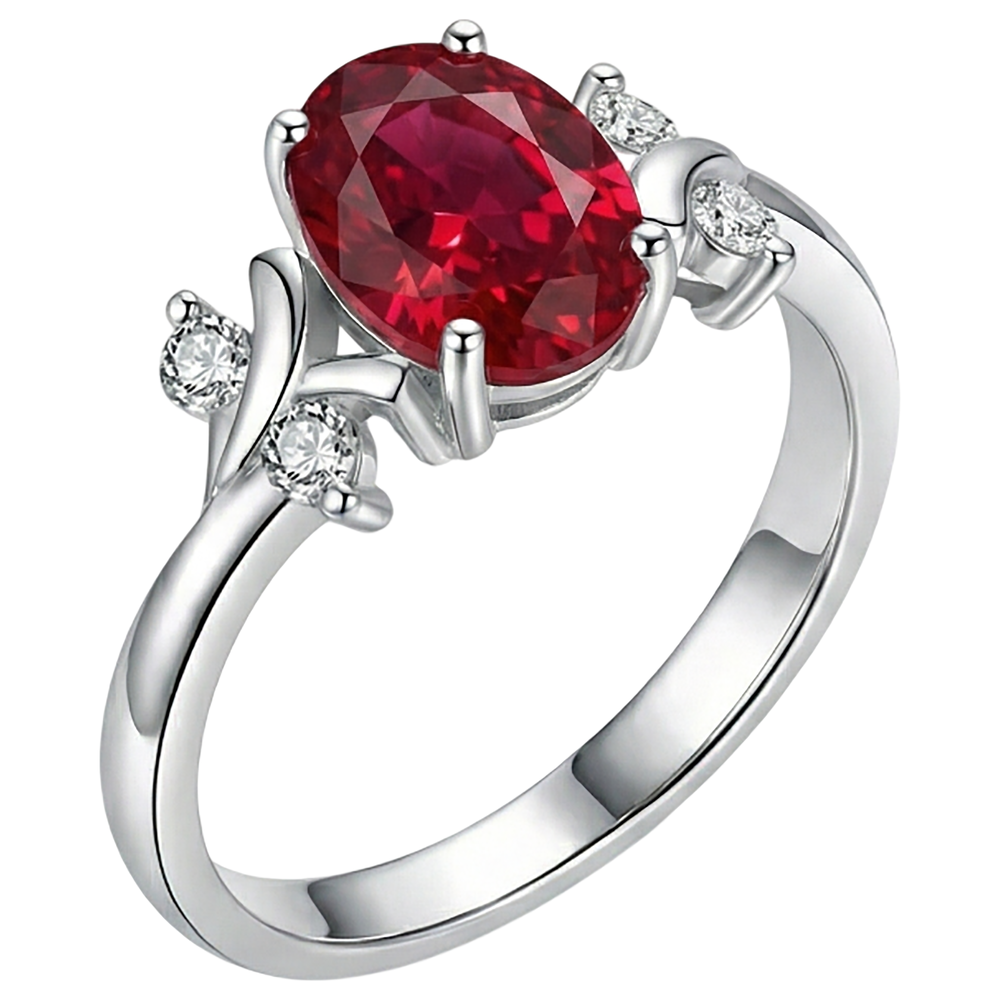 1.70 Carats Red Ruby With Natural Earth Mined Diamond ( Not Lab Grown ) s Ring Fancy Jewelry 14K Prong Set