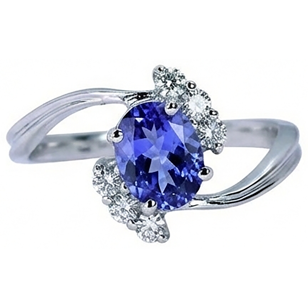 1.75 Carat Oval Tanzanite & Round Natural Earth Mined Diamond ( Not Lab Grown ) s Ring Gemstone Jewelry