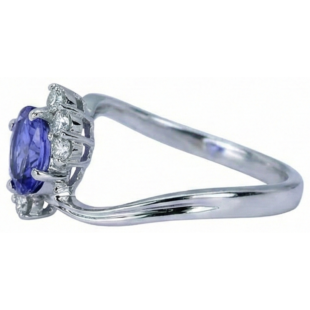 1.75 Carat Oval Tanzanite & Round Natural Earth Mined Diamond ( Not Lab Grown ) s Ring Gemstone Jewelry