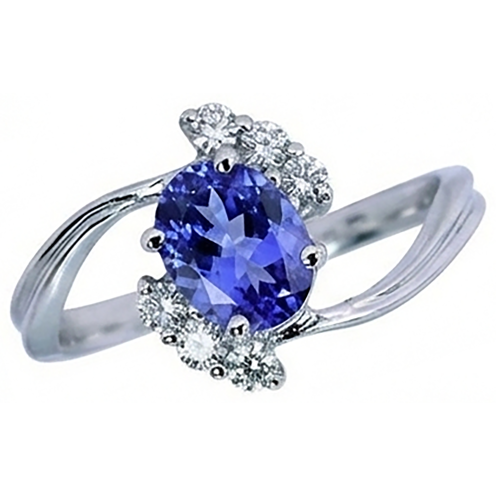 1.75 Carat Oval Tanzanite & Round Natural Earth Mined Diamond ( Not Lab Grown ) s Ring Gemstone Jewelry