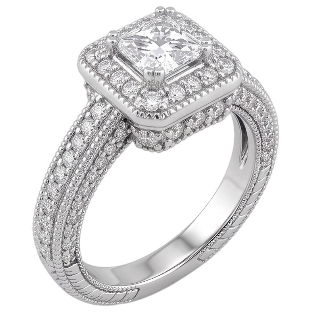 1.75 Carats Real Natural Earth Mined Diamond ( Not Lab Grown ) Engagement Ring Pave Setting Milgrain Jewelry New
