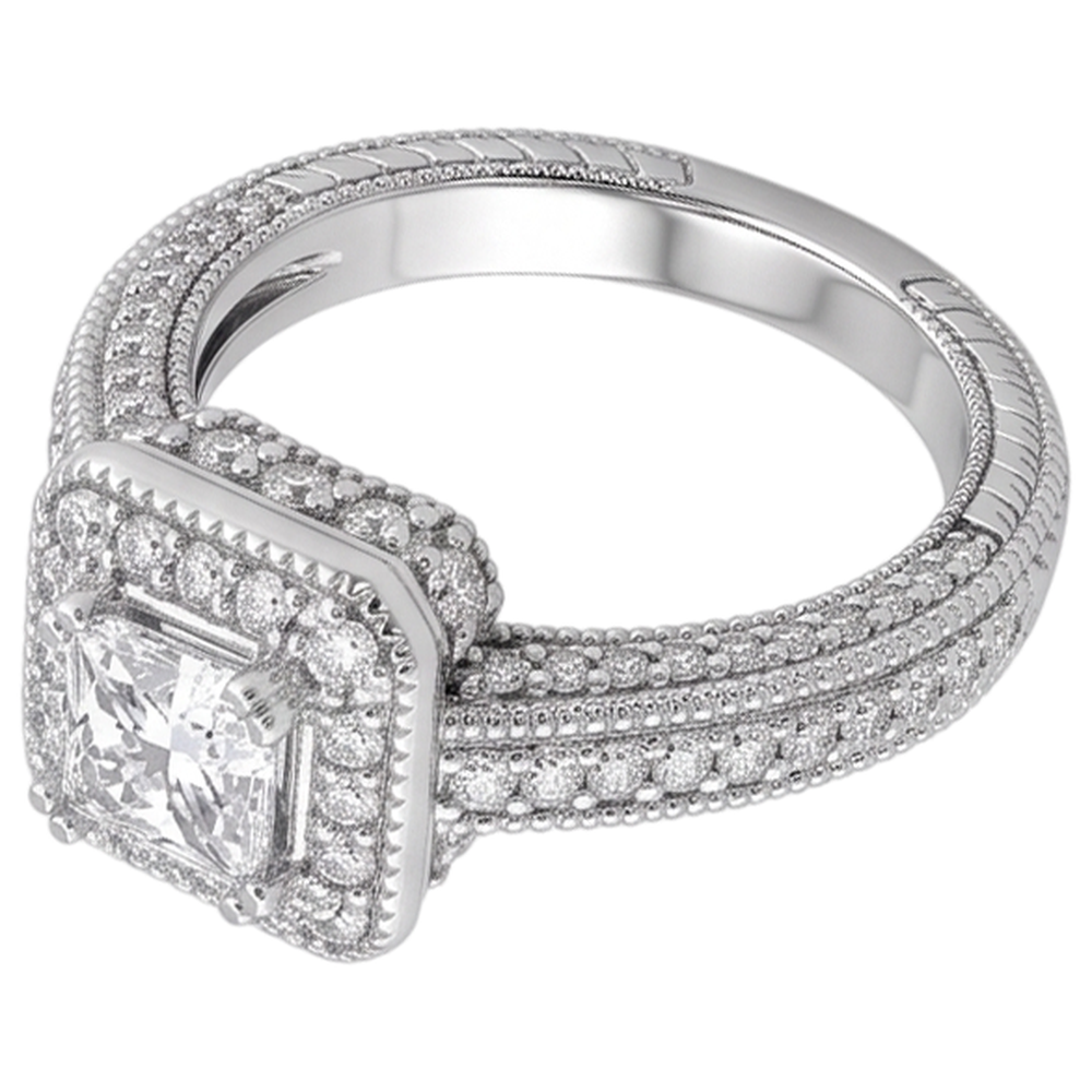 1.75 Carats Real Natural Earth Mined Diamond ( Not Lab Grown ) Engagement Ring Pave Setting Milgrain Jewelry New