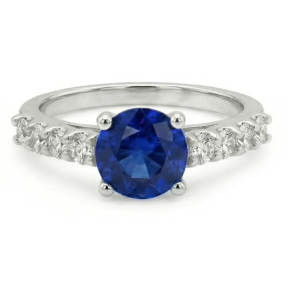 natural round sapphire 1.75ct ring side angle