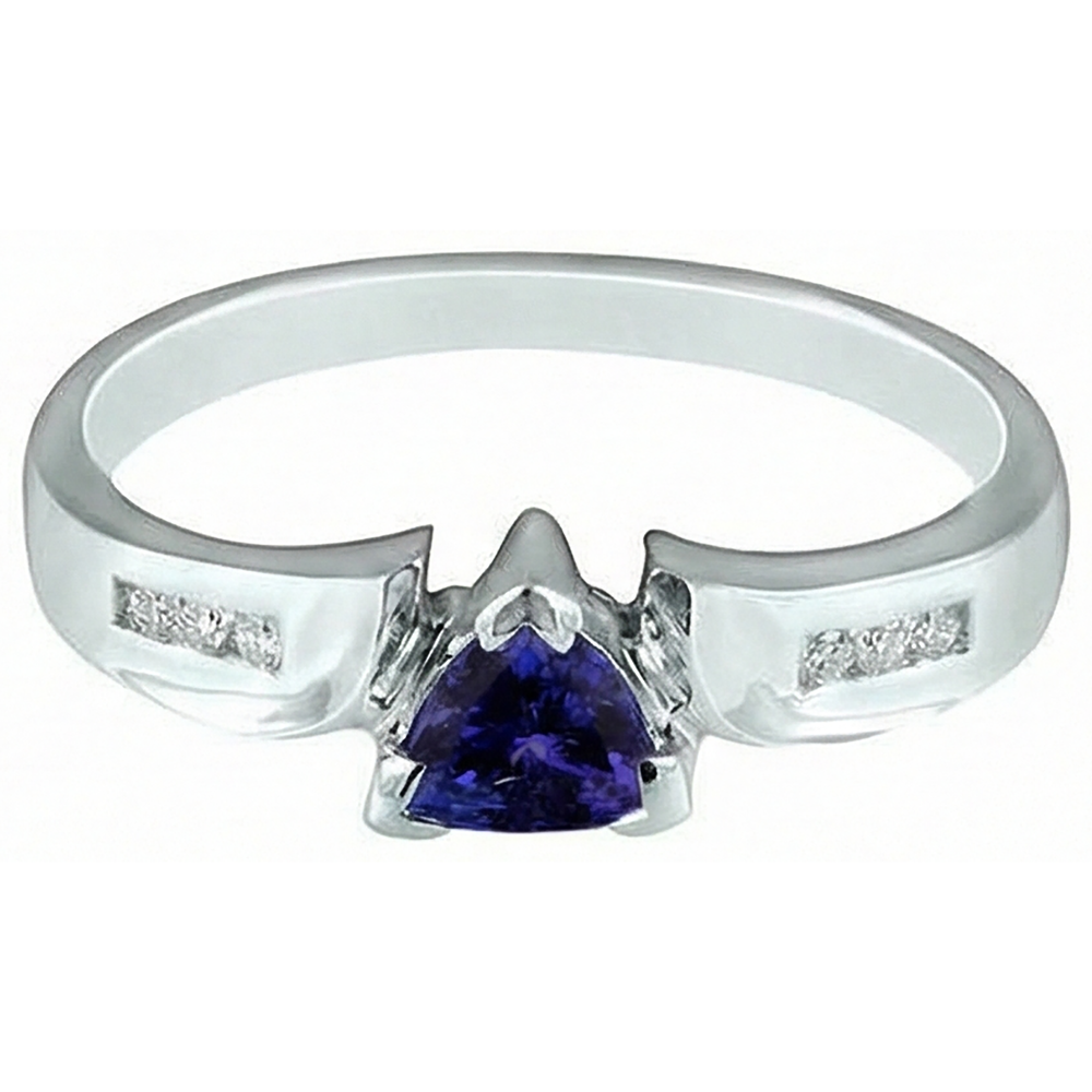 1.75 Carats Trillion AAA Tanzanite Natural Earth Mined Diamond ( Not Lab Grown ) s Fancy Ring White Gold 14K