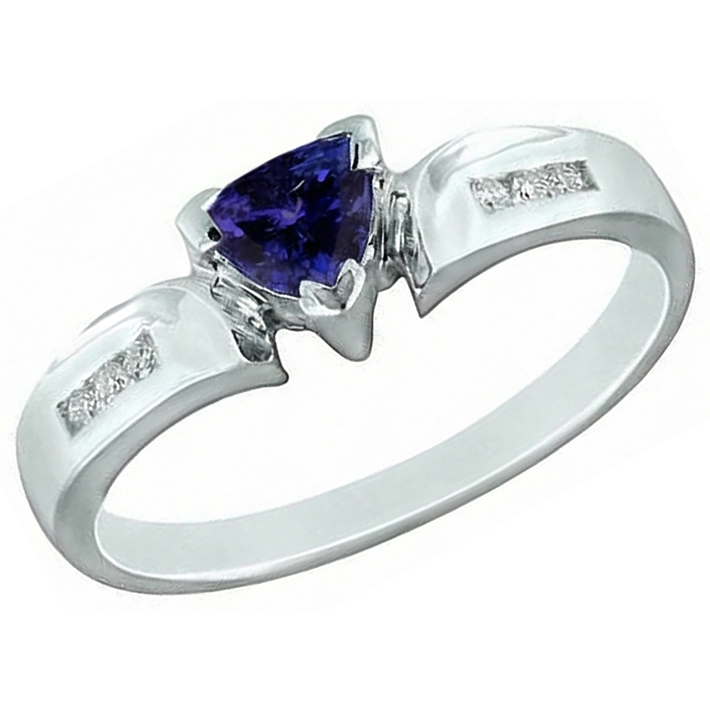 1.75 Carats Trillion AAA Tanzanite Natural Earth Mined Diamond ( Not Lab Grown ) s Fancy Ring White Gold 14K