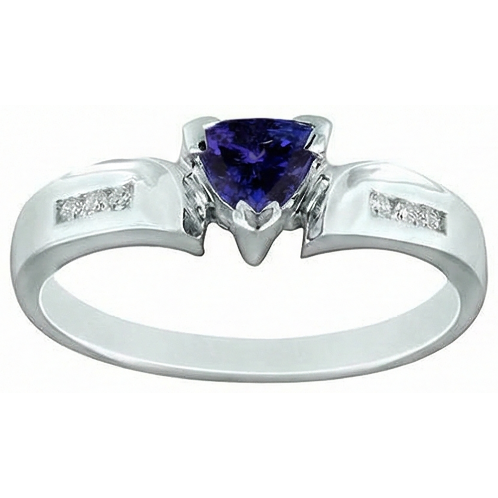 1.75 Carats Trillion AAA Tanzanite Natural Earth Mined Diamond ( Not Lab Grown ) s Fancy Ring White Gold 14K