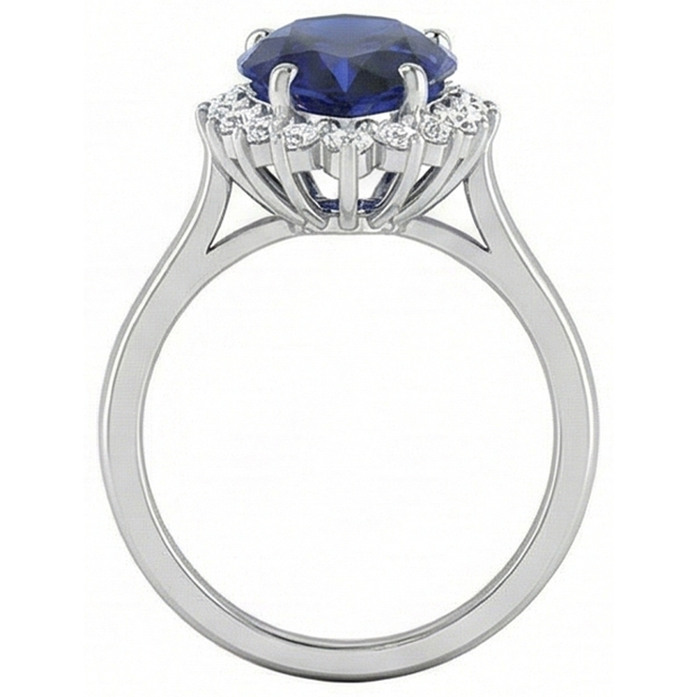 1.75 Ct Blue Pear Cut Sapphire With Natural Earth Mined Diamond Ring Lady Gold