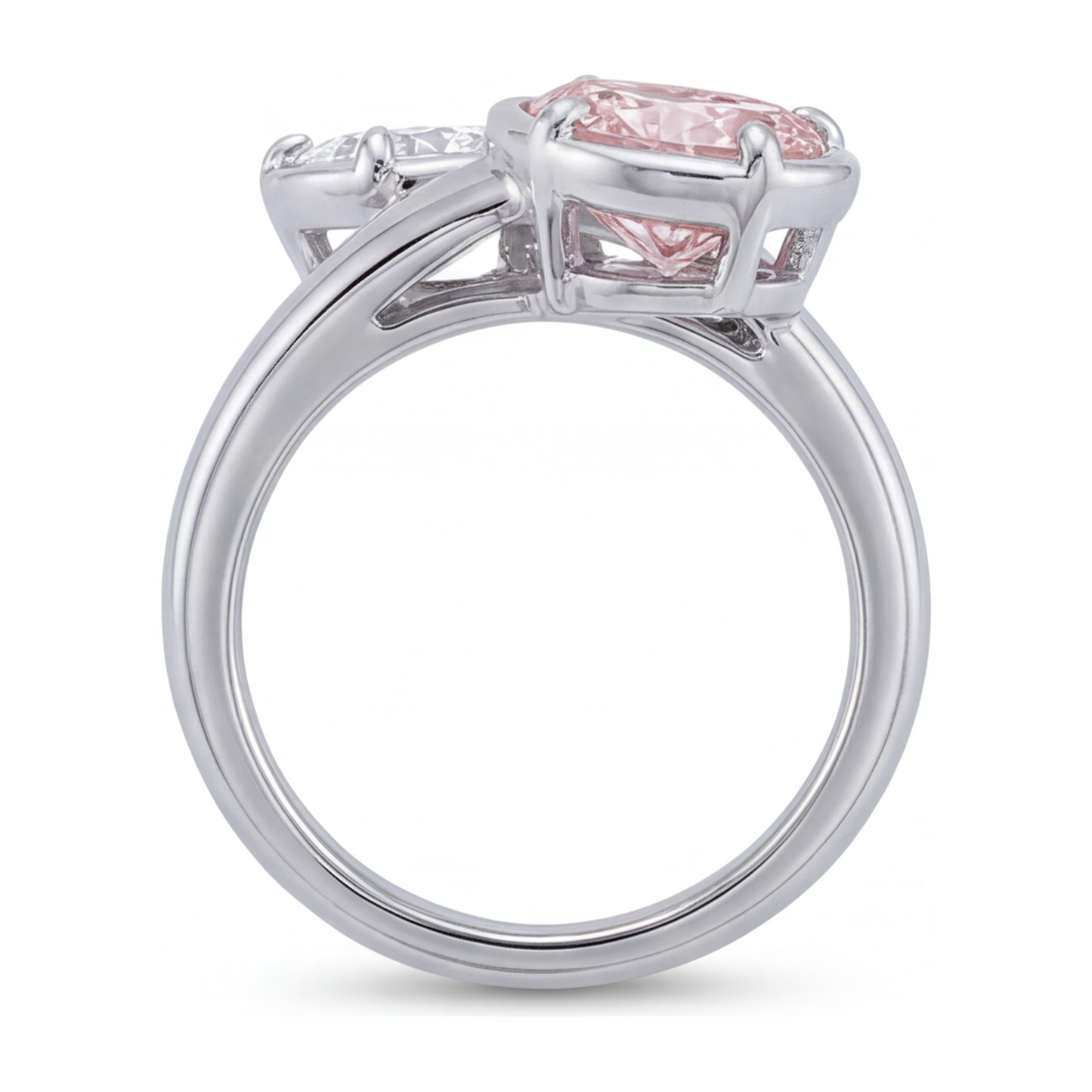 Lab Grown Pink Diamond 1.75 Carat Oval Bypass Ring 14K White Gold