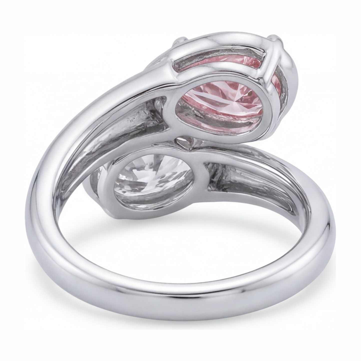 Lab Grown Pink Diamond 1.75 Carat Oval Bypass Ring 14K White Gold