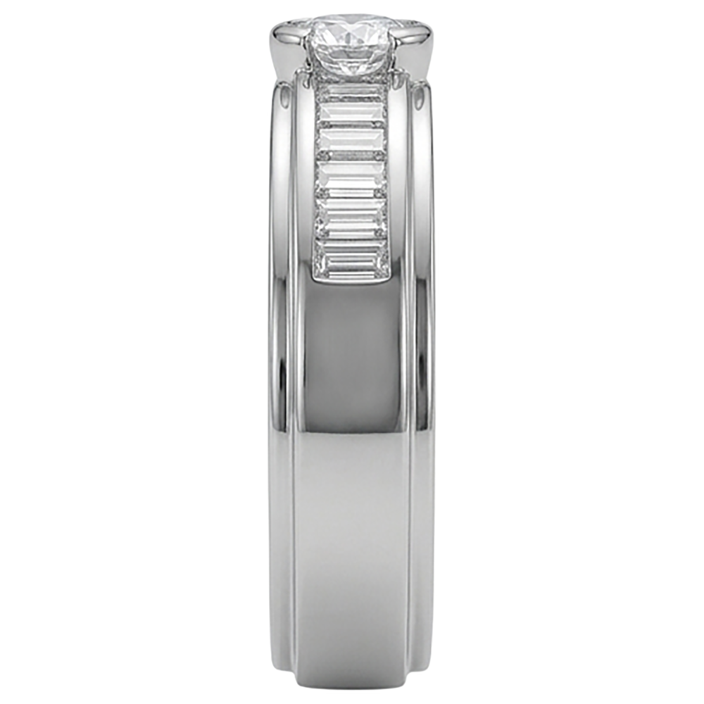 1.85 Carats Natural Earth Mined Diamond ( Not Lab Grown ) White Gold 14K Men's Ring Half Bezel Set